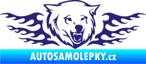 Samolepka Animal flames 034 pravá  vlk střední modrá