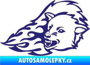 Samolepka Animal flames 036 levá vlk střední modrá
