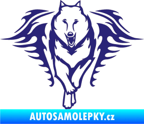Samolepka Animal flames 039 levá  vlk střední modrá