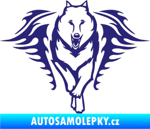 Samolepka Animal flames 039 pravá  vlk střední modrá