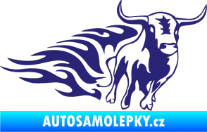 Samolepka Animal flames 057 pravá býk střední modrá