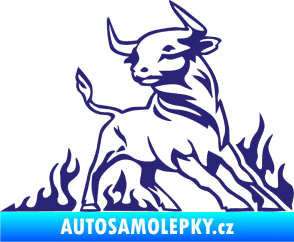 Samolepka Animal flames 062 pravá býk střední modrá