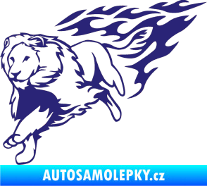 Samolepka Animal flames 087 levá lev střední modrá