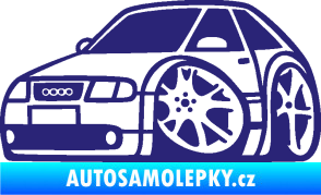 Samolepka Audi A3 karikatura levá střední modrá
