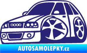 Samolepka Audi A4 karikatura levá střední modrá