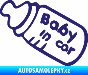 Samolepka Baby in car 001 lahvička na mlíčko střední modrá
