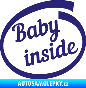 Samolepka Baby inside dítě v autě nápis střední modrá