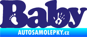 Samolepka Baby nápis otisk ručky a nožky střední modrá