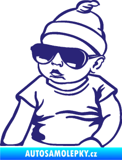 Samolepka Baby on board 003 levá miminko s brýlemi střední modrá