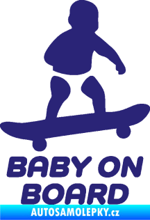 Samolepka Baby on board 008 pravá skateboard střední modrá