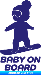 Samolepka Baby on board 009 levá snowboard střední modrá