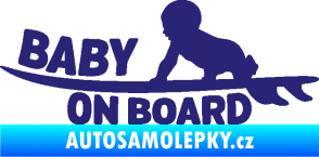 Samolepka Baby on board 010 levá surfing střední modrá