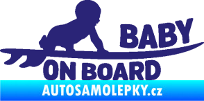Samolepka Baby on board 010 pravá surfing střední modrá