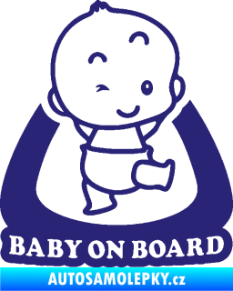 Samolepka Baby on board 011 pravá s nápisem střední modrá