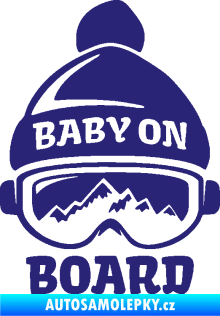 Samolepka Baby on board 012 levá na horách střední modrá