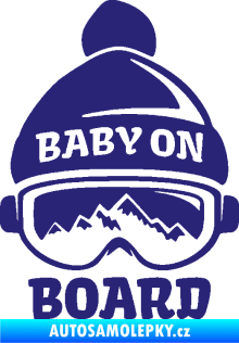 Samolepka Baby on board 012 pravá na horách střední modrá