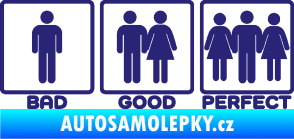 Samolepka Bad good perfect 002 nápis střední modrá