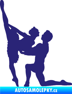 Samolepka Balet 002 levá taneční pár střední modrá