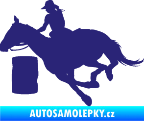 Samolepka Barrel racing 001 levá cowgirl rodeo střední modrá