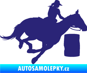 Samolepka Barrel racing 001 pravá cowgirl rodeo střední modrá