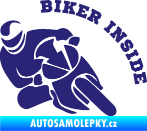 Samolepka Biker inside 002 levá motorkář střední modrá