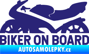 Samolepka Biker on board levá motorka střední modrá