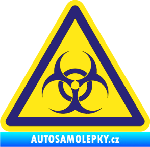 Samolepka Biohazard barevný trojúhelník střední modrá