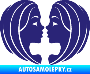 Samolepka Blíženci 002  střední modrá