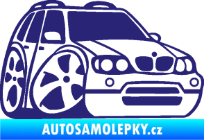 Samolepka BMW X5 karikatura pravá střední modrá