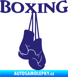 Samolepka Boxing nápis s rukavicemi střední modrá