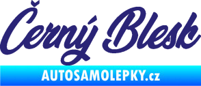 Samolepka Černý blesk nápis střední modrá