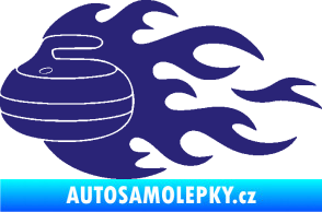 Samolepka Curling 005 levá kámen střední modrá