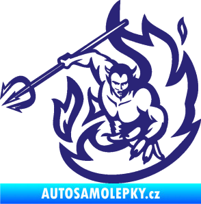 Samolepka Ďábel 002 levá s vidlemi střední modrá