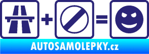 Samolepka Dálnice + konec omezení rychlosti = jízda střední modrá