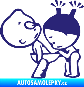 Samolepka Děti kuk do kalhot pravá střední modrá