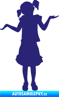 Samolepka Děti silueta 001 levá holčička krčí rameny střední modrá