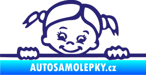 Samolepka Dítě v autě 030 levá malá slečna hlavička střední modrá