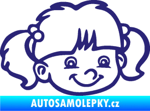 Samolepka Dítě v autě 035 pravá holka hlavička střední modrá