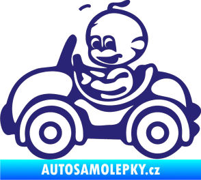 Samolepka Dítě v autě 041 levá chlapeček v autíčku střední modrá