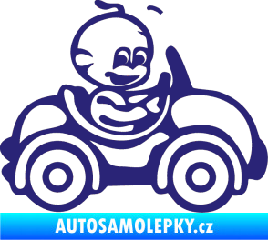 Samolepka Dítě v autě 041 pravá chlapeček v autíčku střední modrá