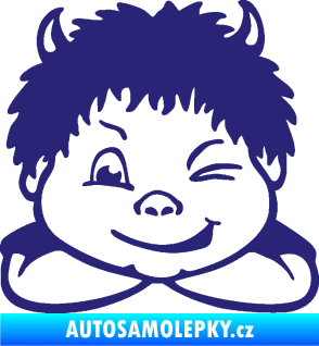 Samolepka Dítě v autě 055 levá kluk čertík střední modrá