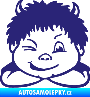 Samolepka Dítě v autě 055 pravá kluk čertík střední modrá