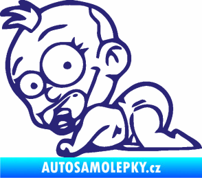 Samolepka Dítě v autě 067 levá lezoucí miminko střední modrá