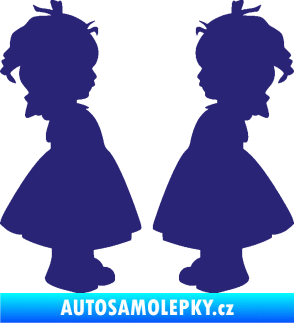 Samolepka Dítě v autě 072 dvě holčičky sourozenci střední modrá