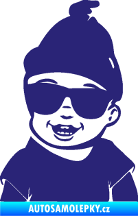 Samolepka Dítě v autě 081 levá chlapeček v brýlích střední modrá