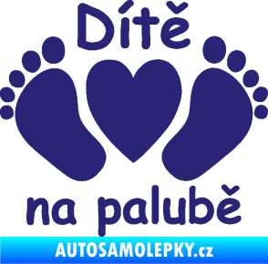 Samolepka Dítě v autě 089 nožičky s nápisem střední modrá