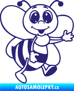Samolepka Dítě v autě 106 pravá včelička střední modrá
