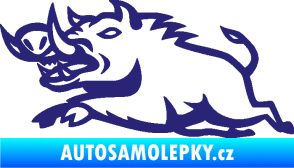 Samolepka Divoké prase 004 levá střední modrá