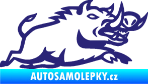 Samolepka Divoké prase 004 pravá střední modrá