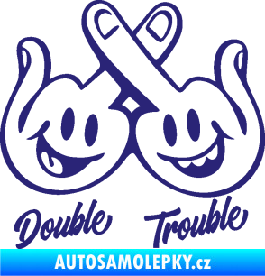 Samolepka Double trouble smajlíci f*ck střední modrá